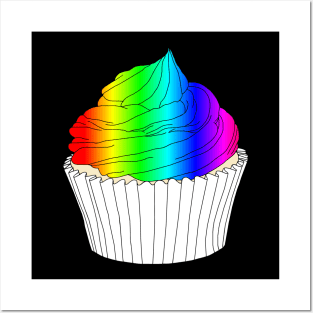 Colorful Rainbow Cupcake Posters and Art